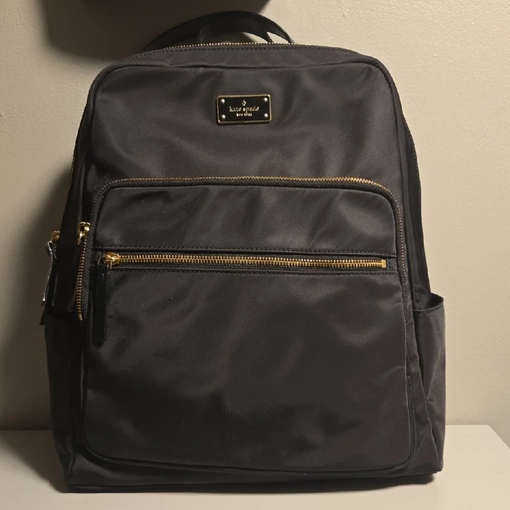 Kate Spade Black Backpack with Gold Accents - Picture 1 of 14